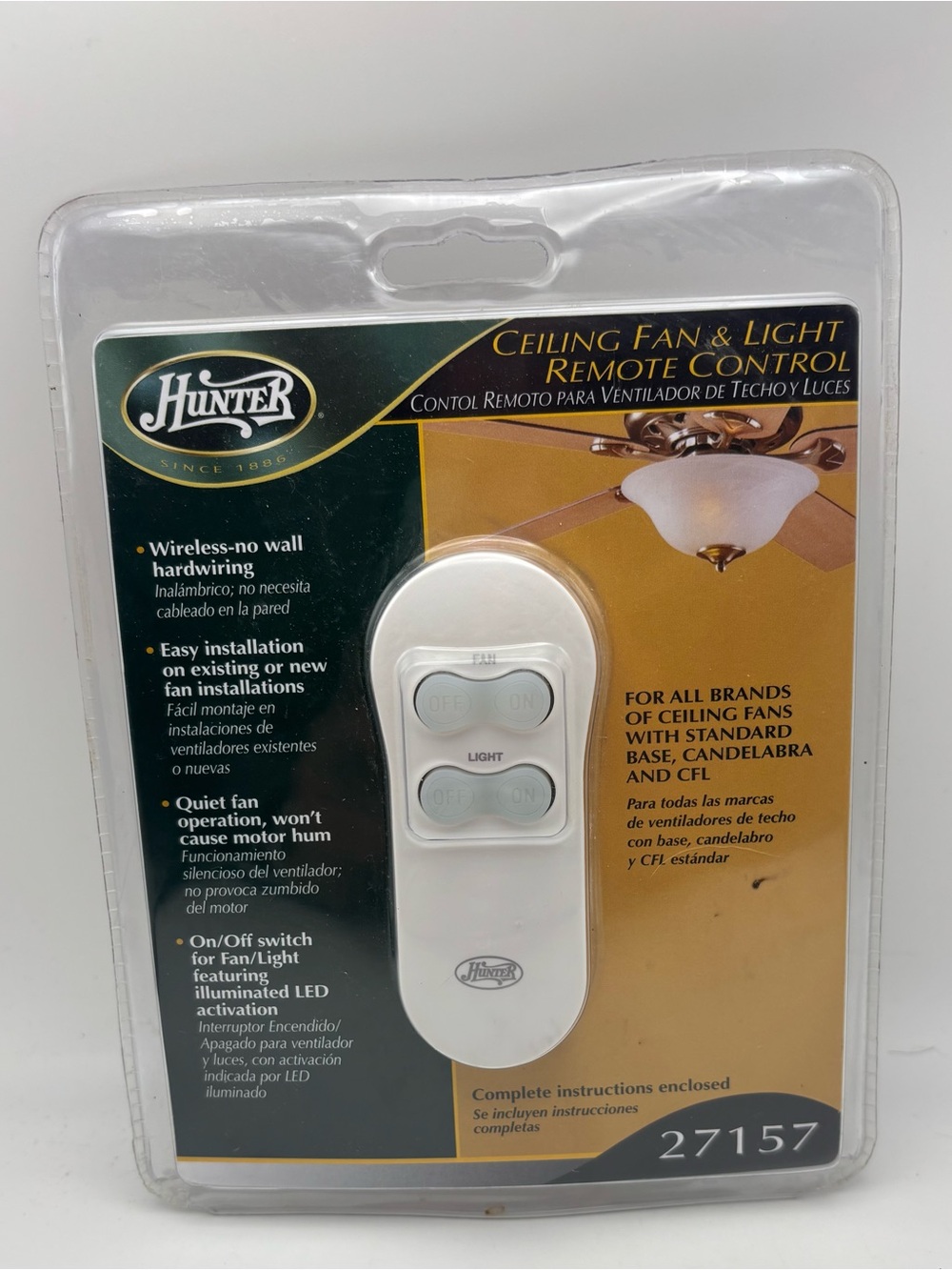 Hunter 27157 Ceiling Fan & Light Remote Control Kit New Sealed Universal